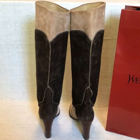 YSL Yves Saint Laurent suede knee high boots 8B - Picture 3 of 5